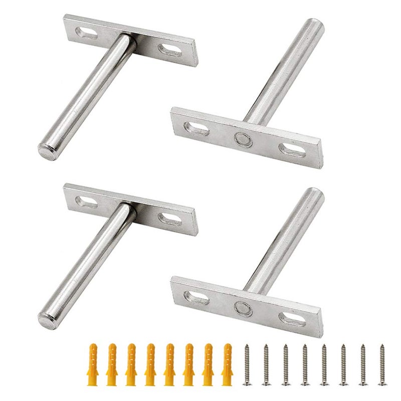 Luomorgo 4 Pcs 3 Inch Floating Shelf Bracket Blind Shelf Bracket Hidden Brackets for Floating Wood Shelves - Screws and Wall Plugs Included - Image 1